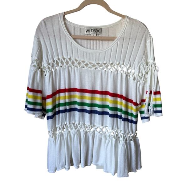 Wildfox South Beach Tripe Sweater Size Large Resort Cruise Demure - Picture 1 of 4